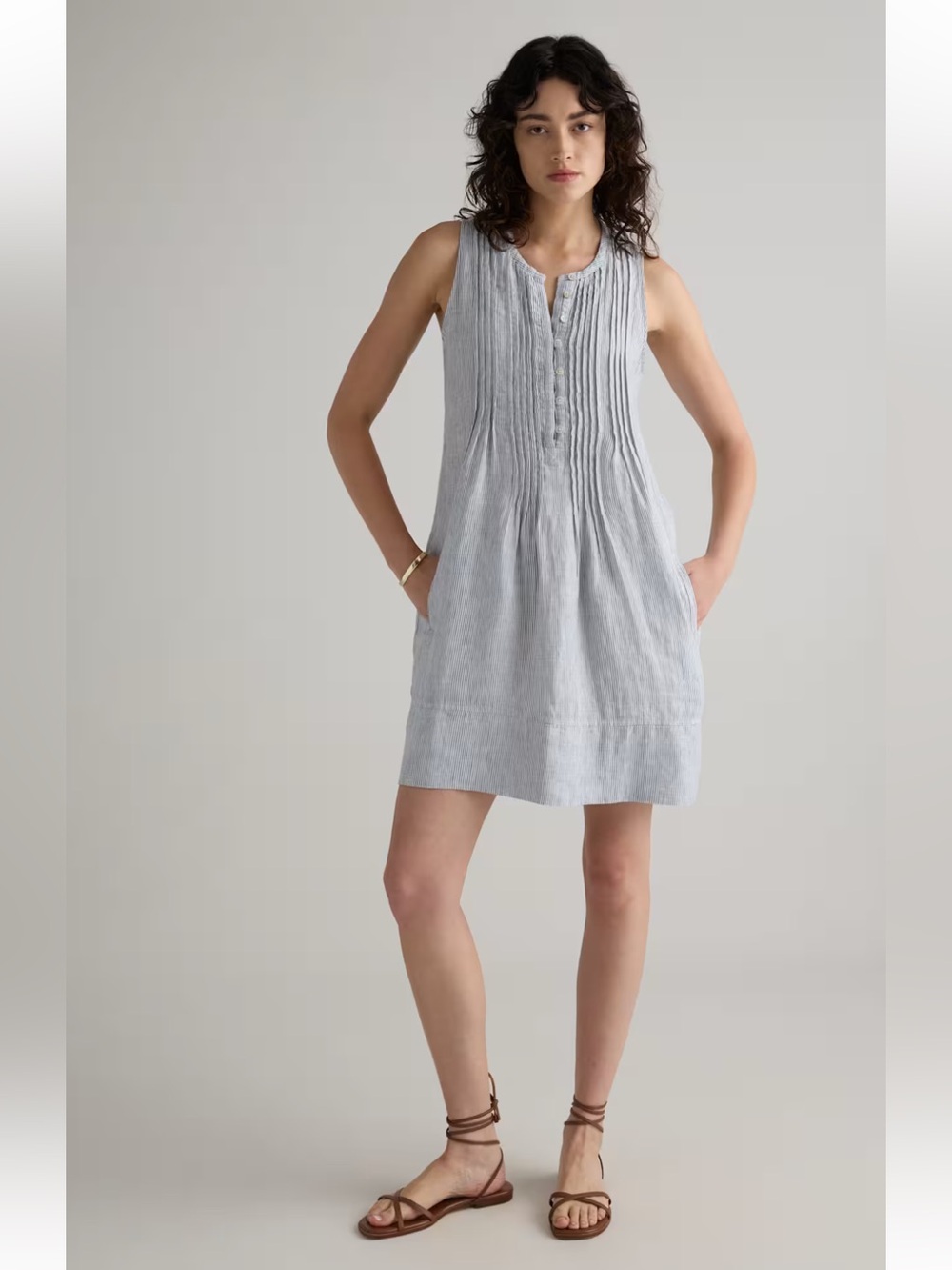 QUINCE 100% European Linen Sleeveless Swing Dress size L